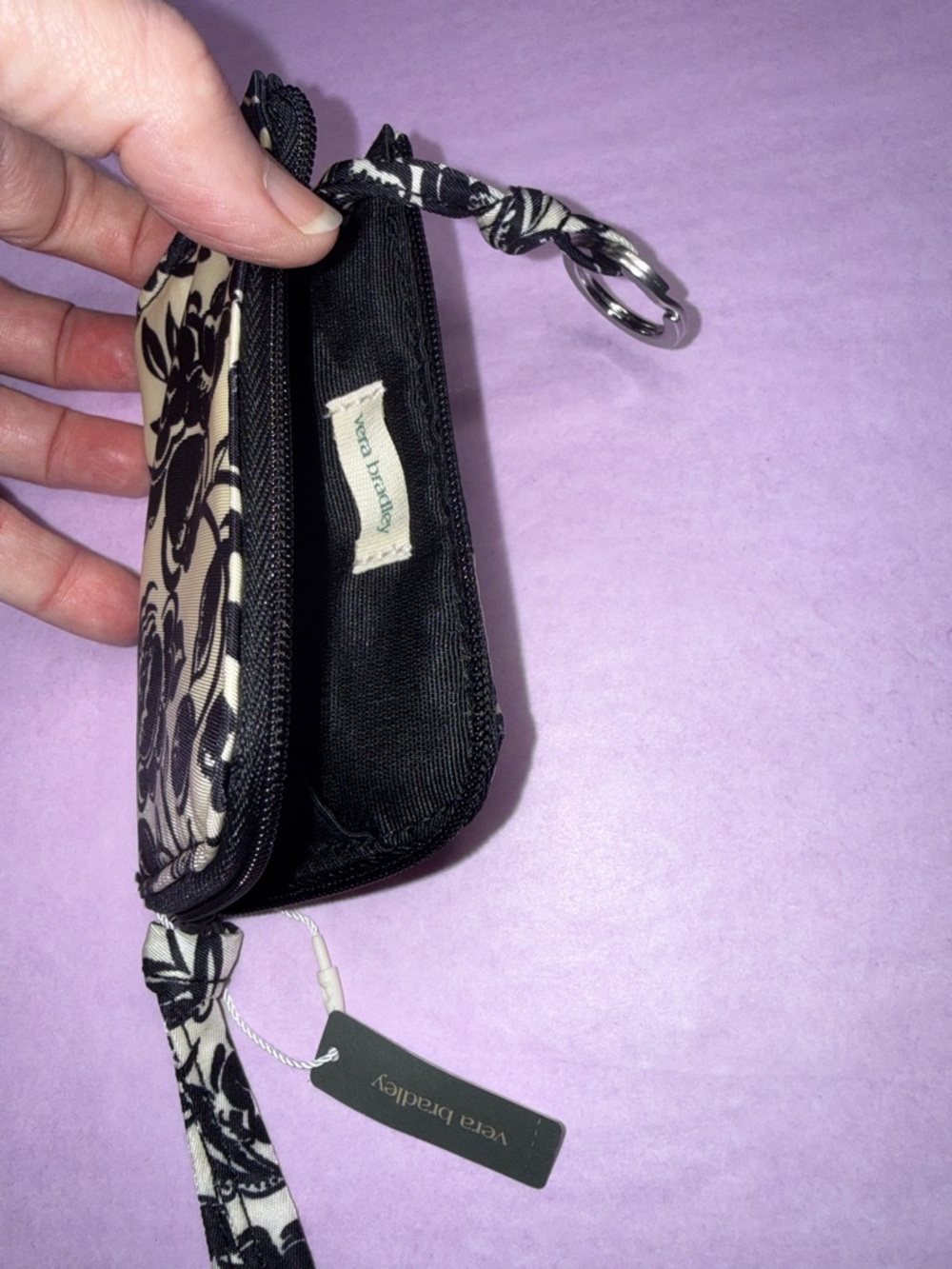 NWT Vera Bradley Zip Card Pouch - Bubbly Flowers Black - Picture 4 of 5